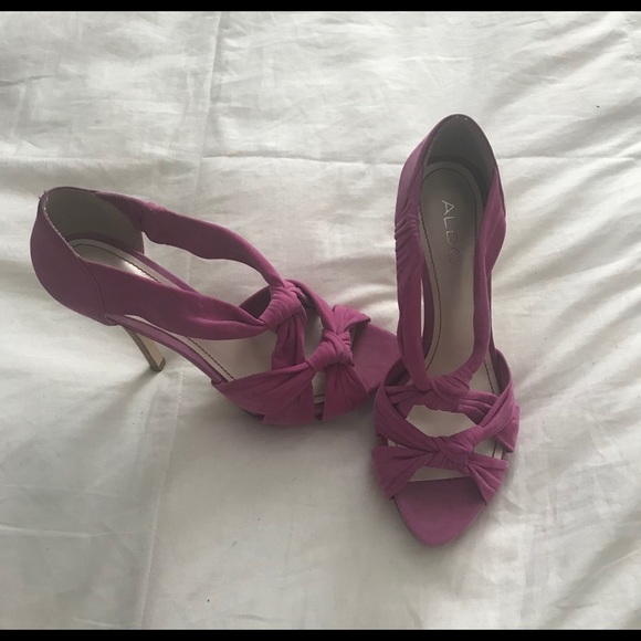 Aldo Pink Suede Heels Size 8 - Picture 3 of 10